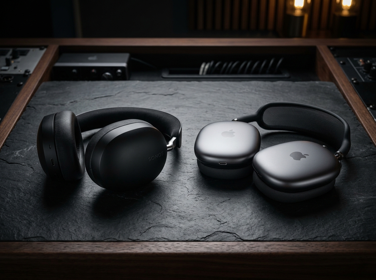 Sonos Ace vs Apple AirPods Max flagship noise-canceling headphones side by side