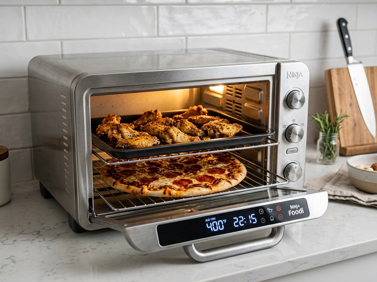 Ninja Foodi XL Pro Air Fry Oven on luxury kitchen counter